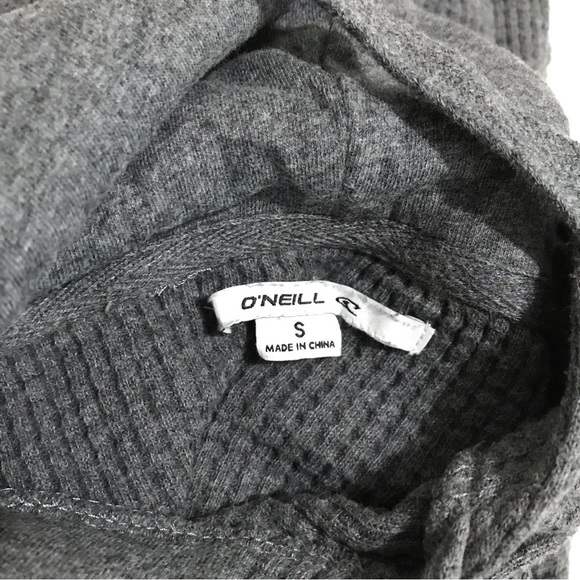 O’Neill Crop Waffle Knit Hoodie Oversized in Charcoal Gray Size Small - Picture 4 of 7